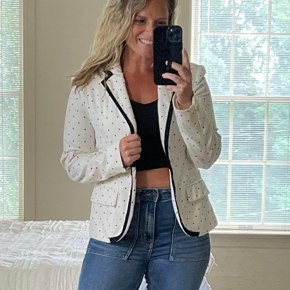 Cream & black micro dot blazer